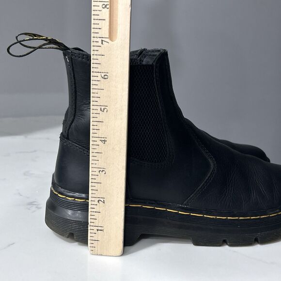 Dr Martens Embury Boots Mens 7 Womens 8 Black Leather Chelsea Distressed Punk